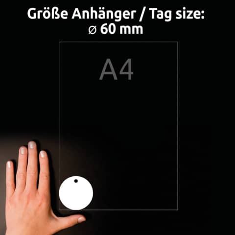 Cartellini micro-perforati Avery ultraresistenti in plastica 190µ tondi bordi lisci in conf. da 120 pz T3004-10